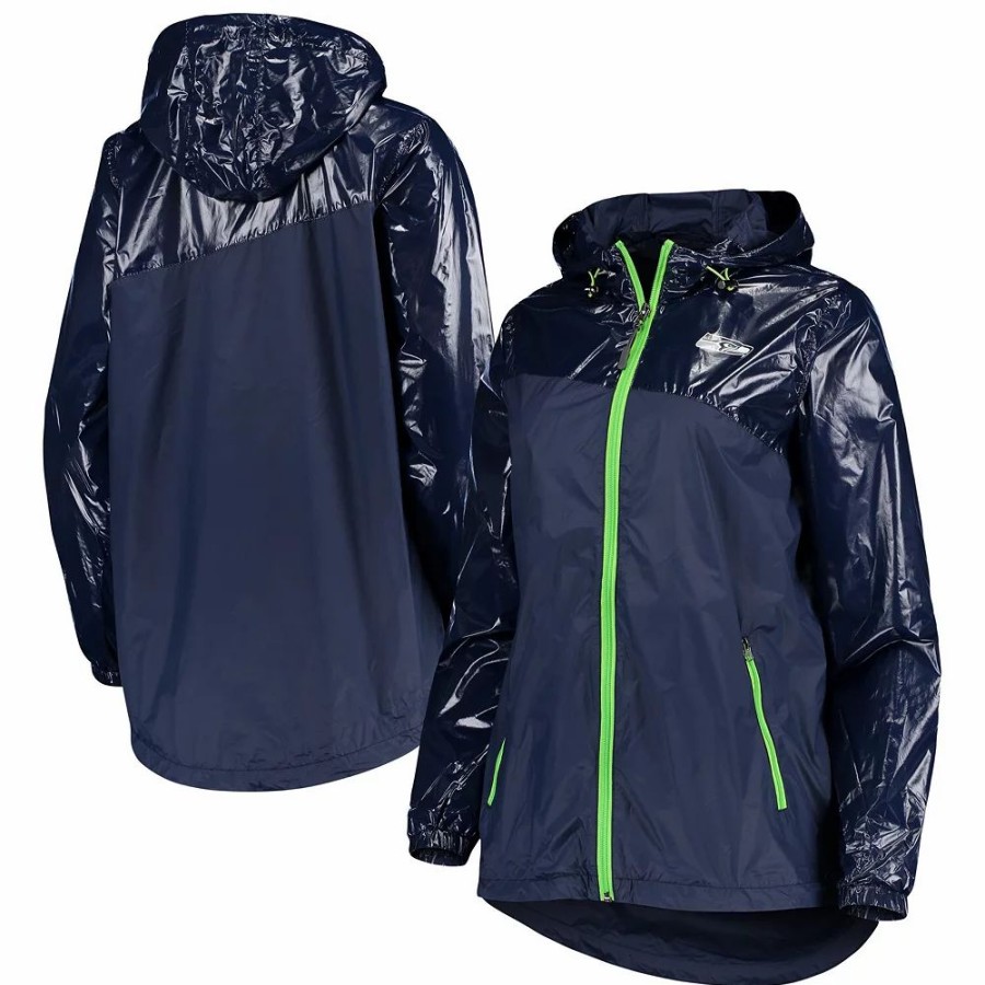 Clothing * | Women'S G-Iii 4Her By Carl Banks College Navy Seattle Seahawks Double-Coverage Full-Zip Hoodie Jacket