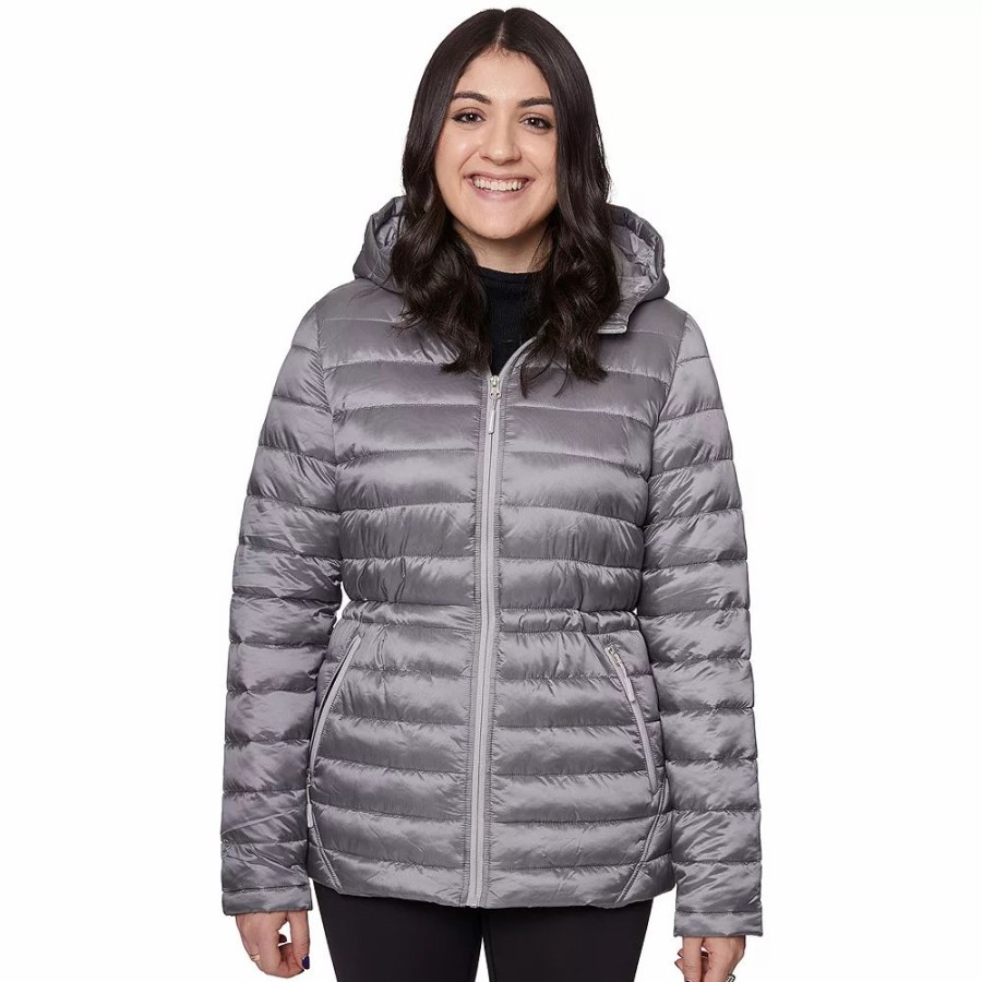 Clothing * | Women'S Halitech Hooded Packable Puffer Jacket Gray