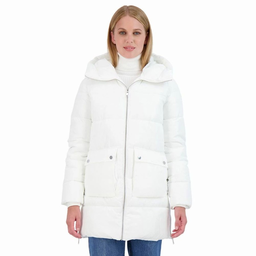 Clothing * | Juniors' Sebby Hooded Puffer Coat White