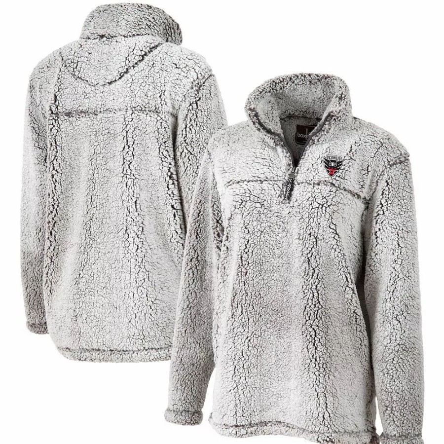 Clothing * | Women'S Gray D.C. United Sherpa Quarter-Zip Pullover Jacket