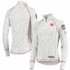 Clothing * | Women'S Colosseum White Nebraska Huskers Oht Military Appreciation Officer Arctic Camo 1/4-Zip Jacket