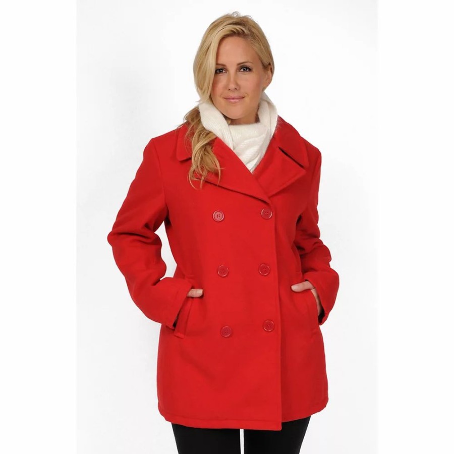 Clothing * | Plus Size Excelled Solid Peacoat Red