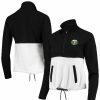 Clothing * | Women'S Antigua Black/White Portland Timbers Harbor Raglan Half-Zip Jacket