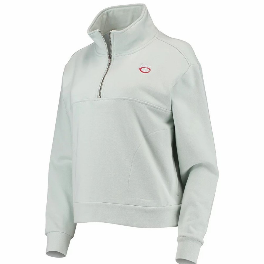 Clothing * | Women'S The Wild Collective Light Blue Minnesota Twins Two-Hit Quarter-Zip Pullover Top