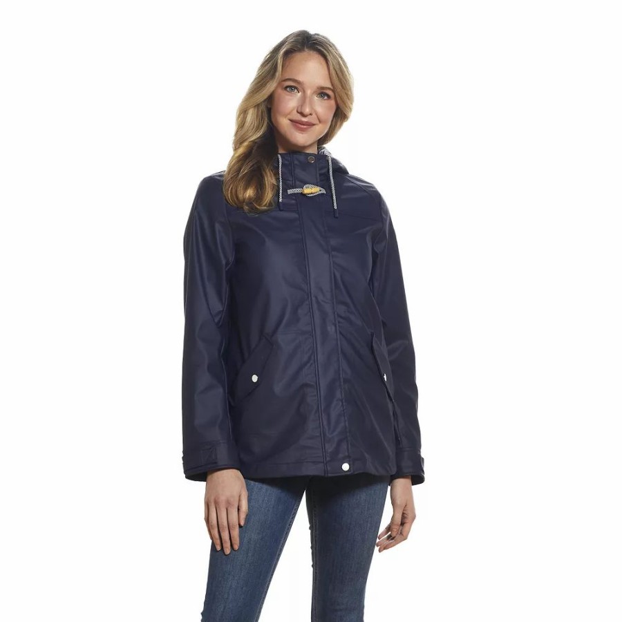 Clothing * | Women'S Weathercast Hooded Rain Coat