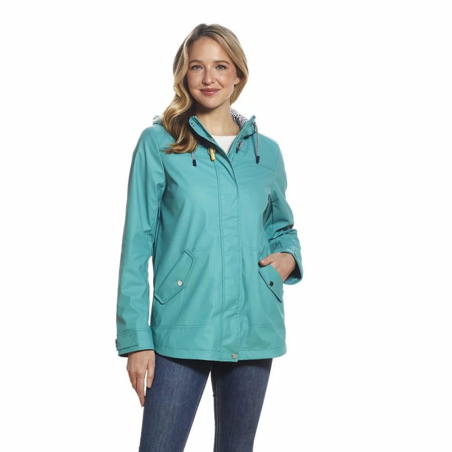 Clothing * | Women'S Weathercast Hooded Rain Coat