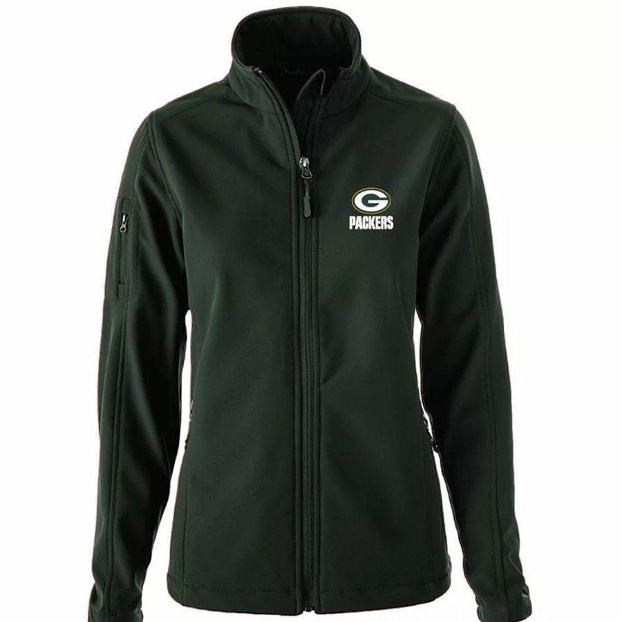 Clothing * | Women'S Green Green Bay Packers Full-Zip Sonoma Softshell Jacket