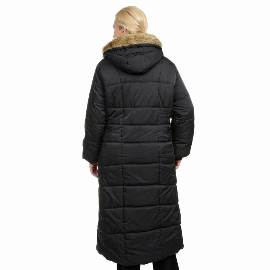 Clothing * | Plus Size Excelled Hooded Long Puffer Coat Brown