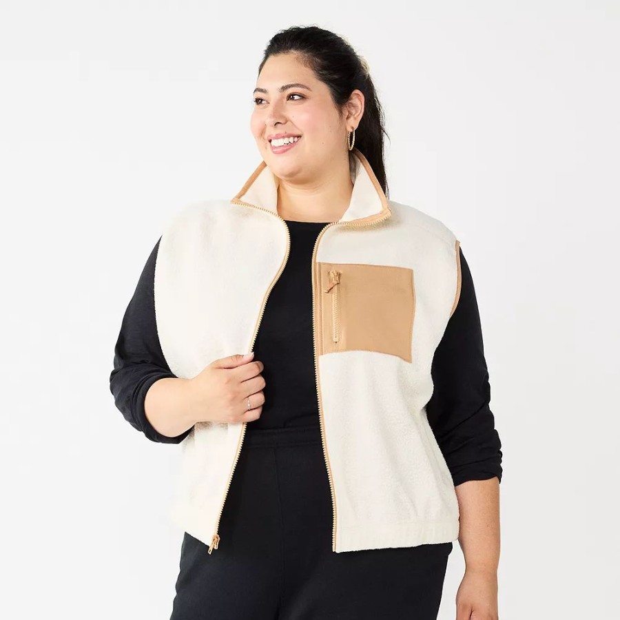 Clothing * | Juniors' Plus Size So Cozy Sherpa Zip-Up Vest