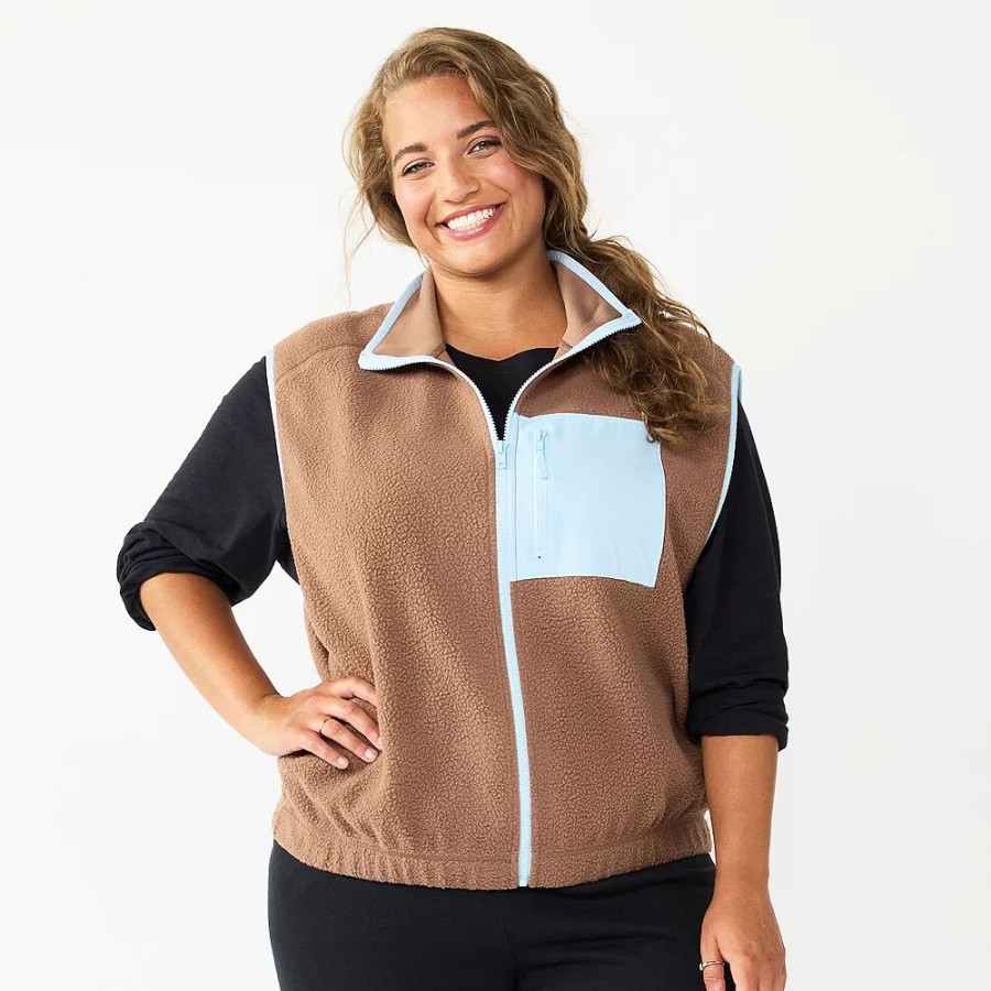 Clothing * | Juniors' Plus Size So Cozy Sherpa Zip-Up Vest