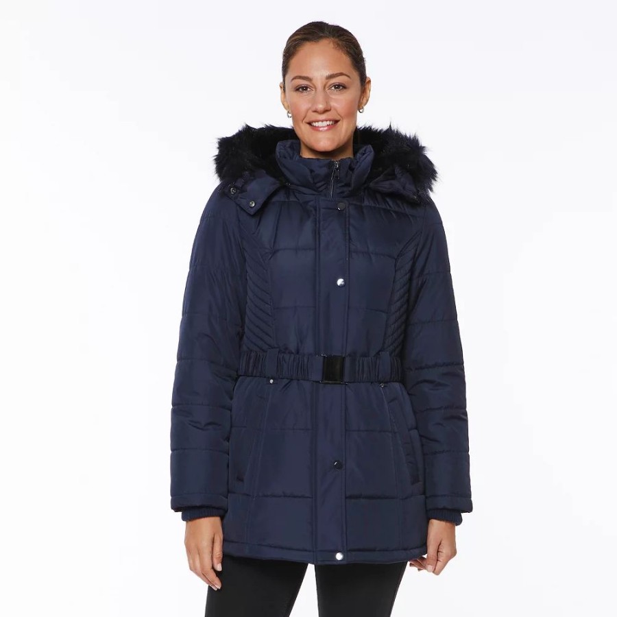 Clothing * | Women'S D.E.T.A.I.L.S Faux-Fur Hood Parka Jacket