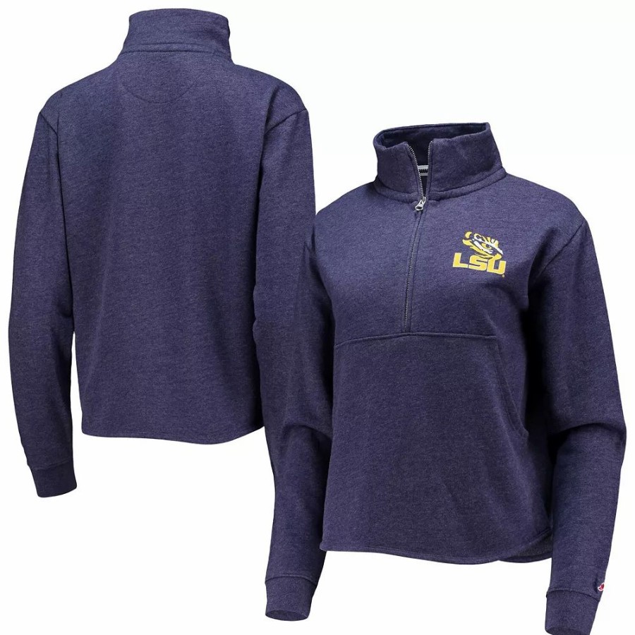 Clothing * | Women'S League Collegiate Wear Heathered Purple Lsu Tigers Victory Springs Half-Zip Sweatshirt