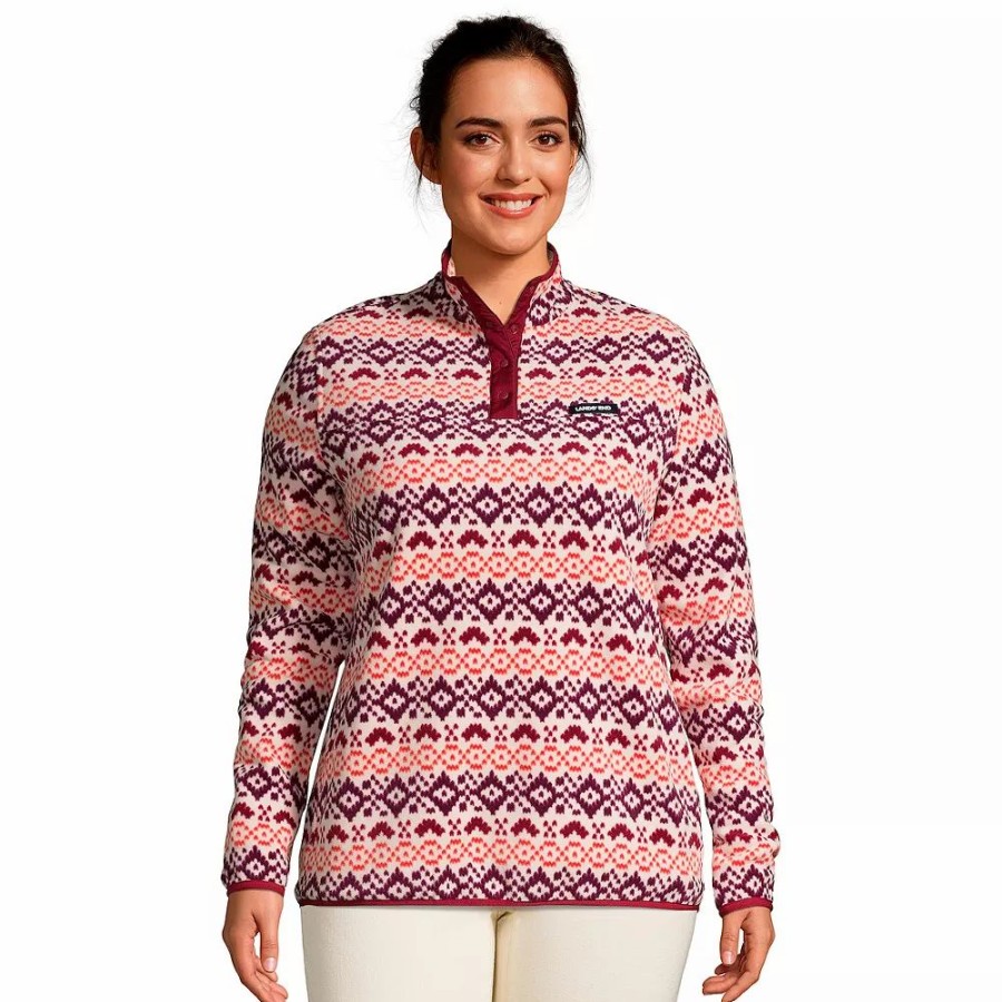 Clothing * | Plus Size Lands' End Heritage Quarter-Snap Fleece Pullover