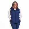 Clothing * | Plus Size Weathercast Hood Plush Lined Quilted Vest