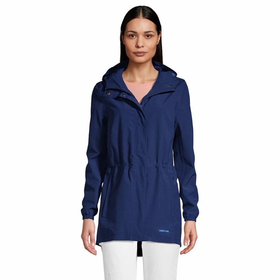 Clothing * | Women'S Tall Lands' End Waterproof Hood Packable Raincoat