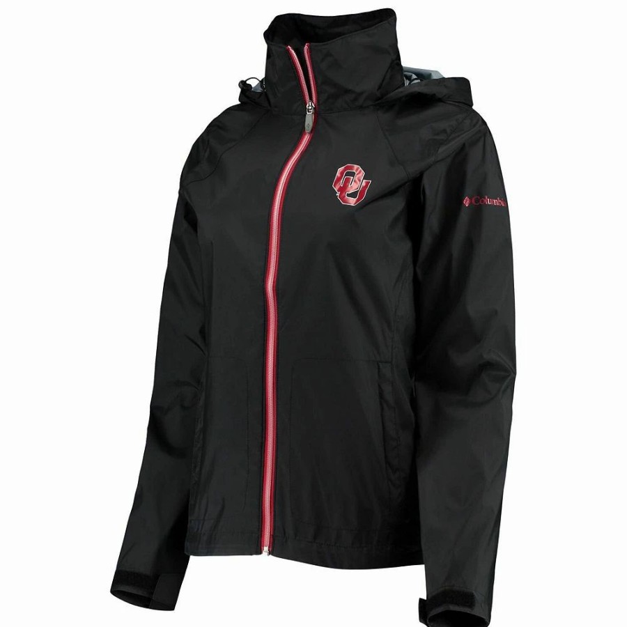 Clothing * | Women'S Columbia Black Oklahoma Sooners Switchback Full-Zip Hoodie Jacket