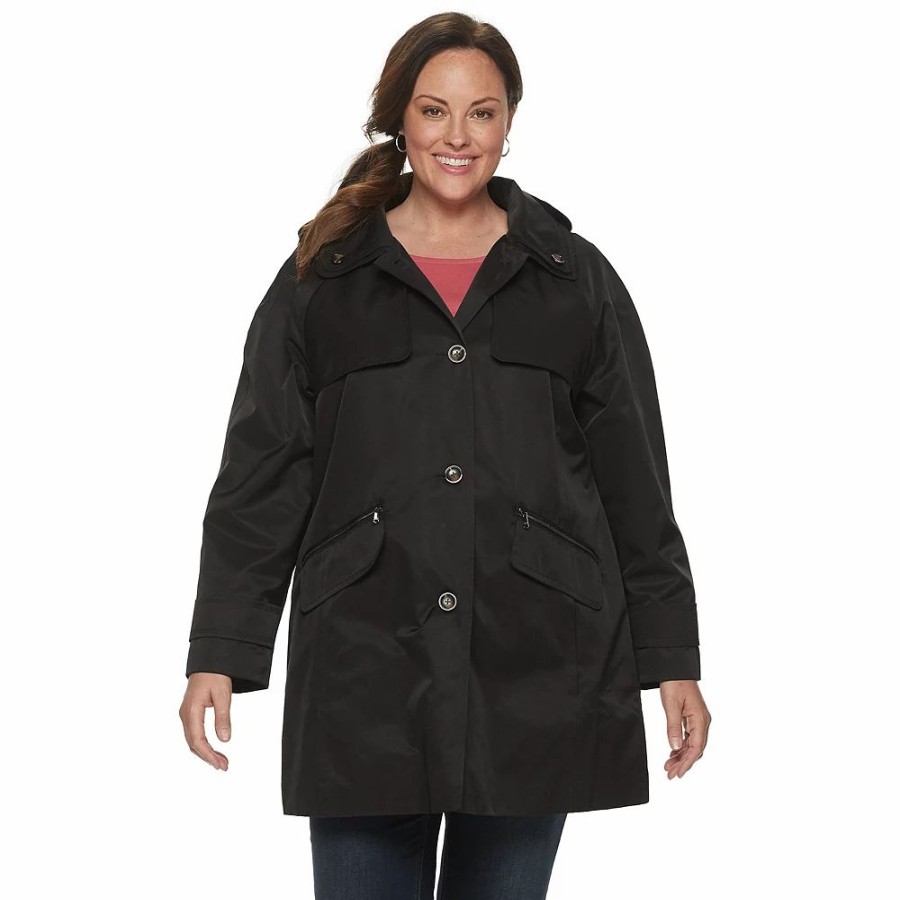 Clothing * | Plus Size Tower By London Fog Double Collar A-Line Jacket