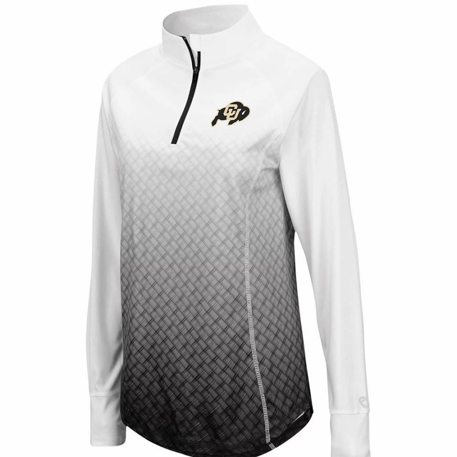 Clothing * | Women'S Colosseum Black Colorado Buffaloes Magic Ombre Quarter-Zip Raglan Jacket