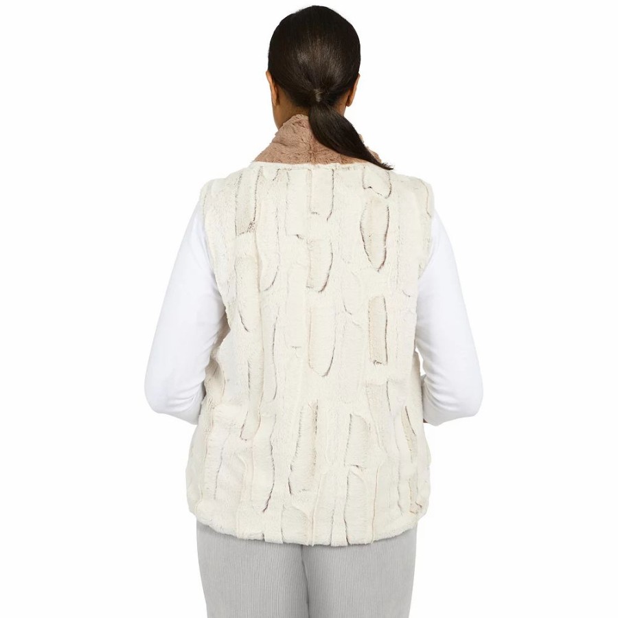 Clothing * | Women'S Alfred Dunner Stonehenge Reversible Faux-Fur Vest