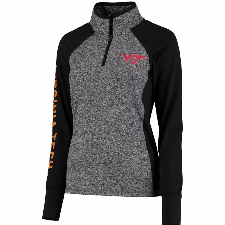 Clothing * | Women'S Gray/Black Virginia Tech Hokies Finalist Quarter-Zip Pullover Jacket