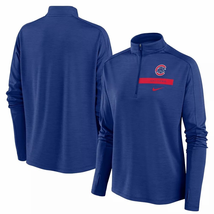 Clothing * | Women'S Nike Royal Chicago Cubs Primetime Local Touch Pacer Quarter-Zip Top