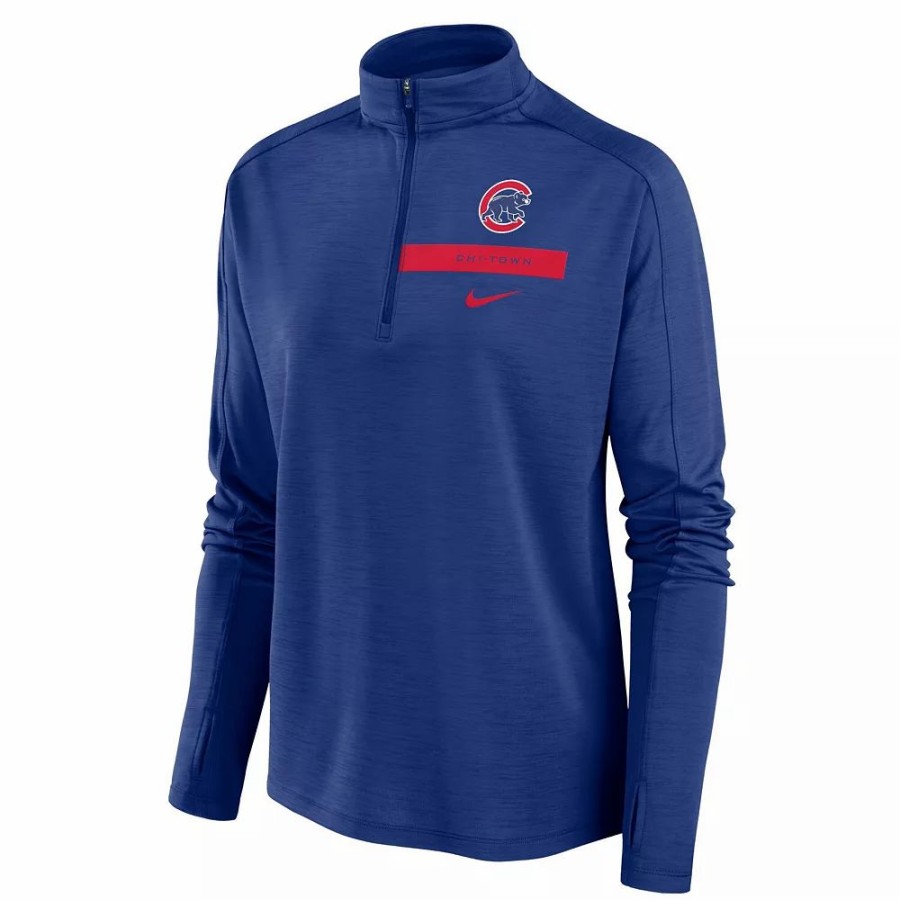 Clothing * | Women'S Nike Royal Chicago Cubs Primetime Local Touch Pacer Quarter-Zip Top