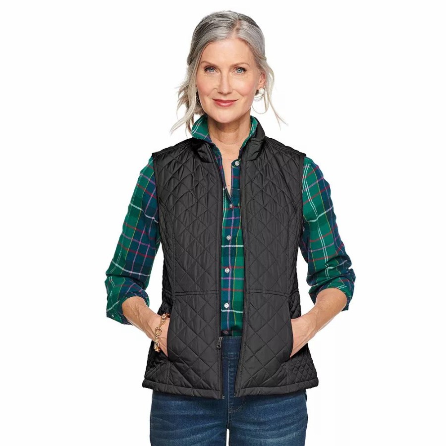 Clothing * | Women'S Croft & Barrow Woven Quilted Vest