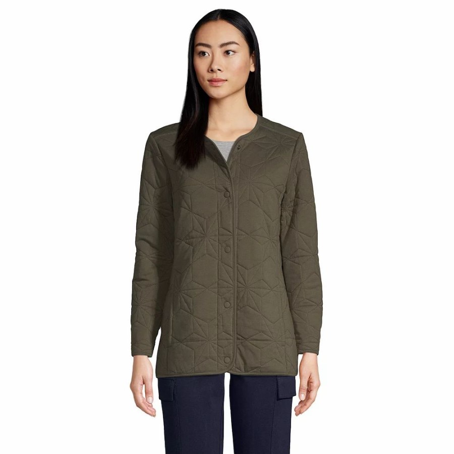 Clothing * | Petite Lands' End Insulated Cotton Long Jacket