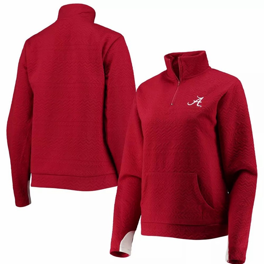 Clothing * | Women'S Gameday Couture Crimson Alabama Crimson Tide Embossed Quarter-Zip Jacket