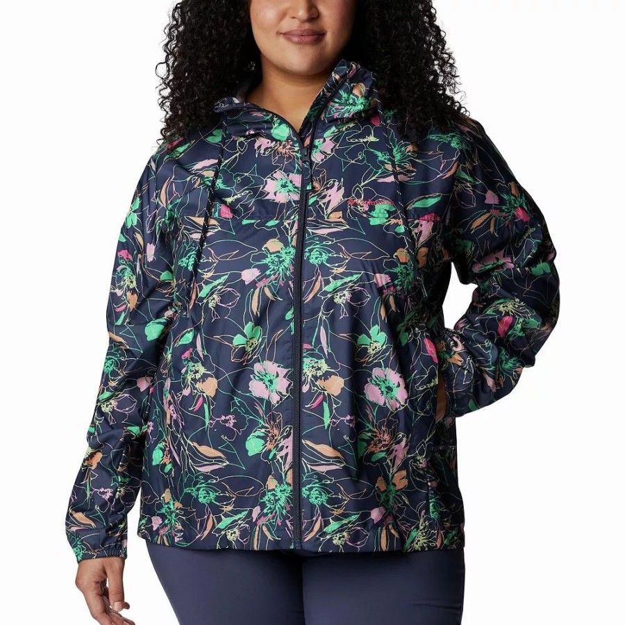 Clothing * | Plus Size Columbia Flash Challenger Hooded Upf 40 Windbreaker Jacket