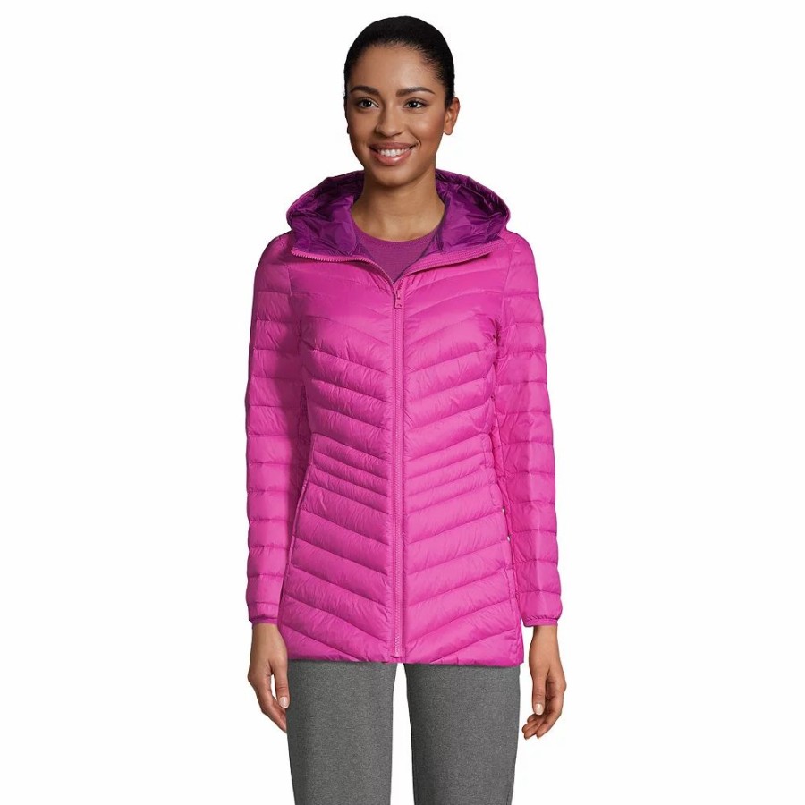 Clothing * | Petite Lands' End Ultralight Hooded Packable Down Jacket