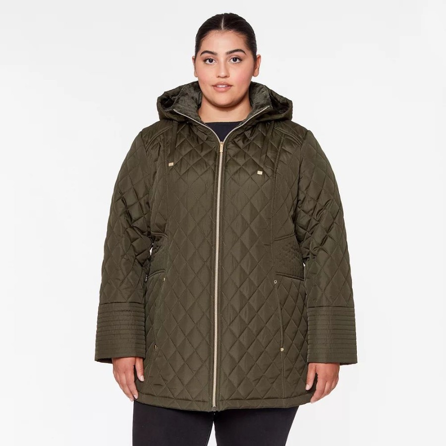 Clothing * | Plus Size D.E.T.A.I.L.S Sherpa-Lined Hood Quilted Puffer Coat