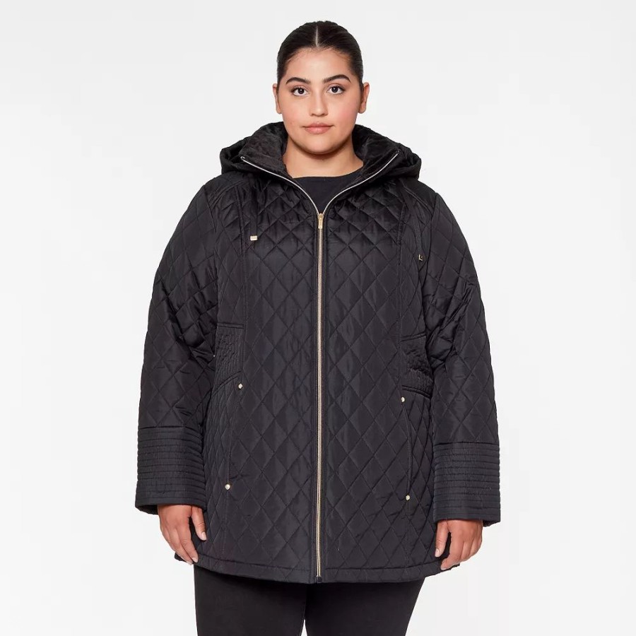 Clothing * | Plus Size D.E.T.A.I.L.S Sherpa-Lined Hood Quilted Puffer Coat