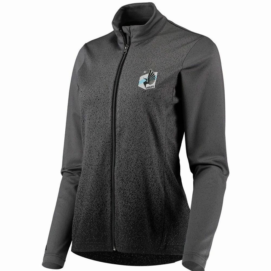 Clothing * | Women'S Antigua Gray/Black Minnesota United Fc Guide Full-Zip Jacket