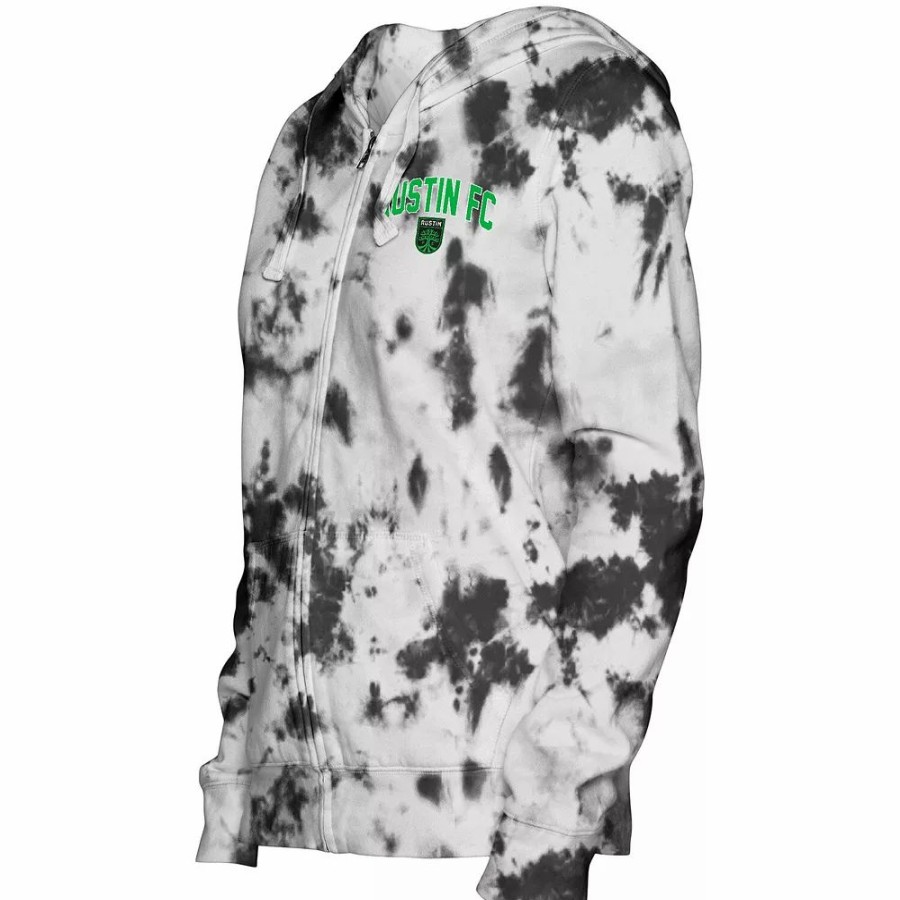 Clothing * | Women'S 5Th & Ocean By New Era Black Austin Fc Tie-Dye Full-Zip Hoodie Jacket