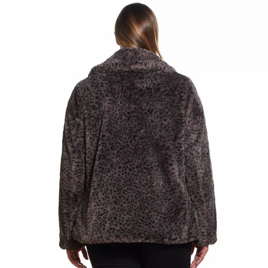 Clothing * | Plus Size Weathercast Midweight Faux-Fur Jacket