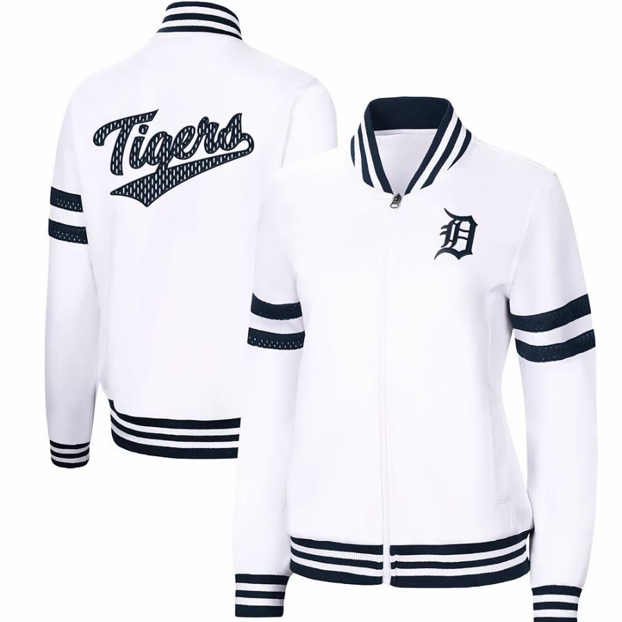 Clothing * | Women'S G-Iii 4Her By Carl Banks White Detroit Tigers Pre-Game Full-Zip Track Jacket