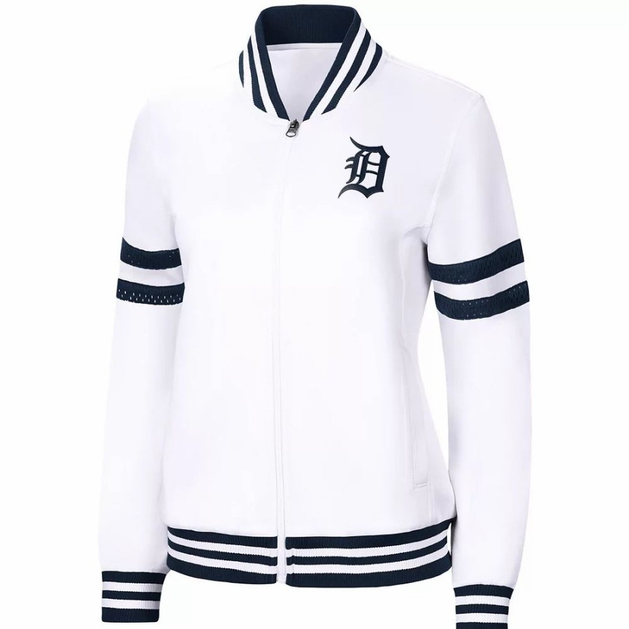 Clothing * | Women'S G-Iii 4Her By Carl Banks White Detroit Tigers Pre-Game Full-Zip Track Jacket