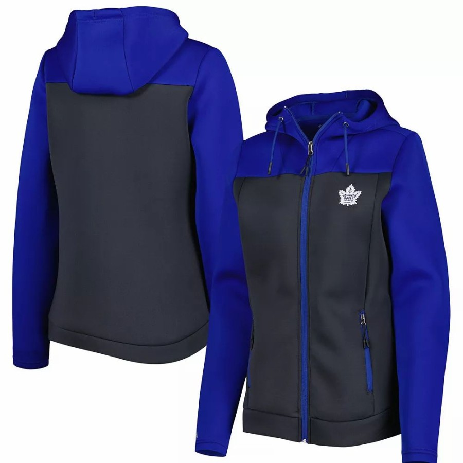 Clothing * | Women'S Antigua Blue/Gray Toronto Maple Leafs Protect Full-Zip Jacket