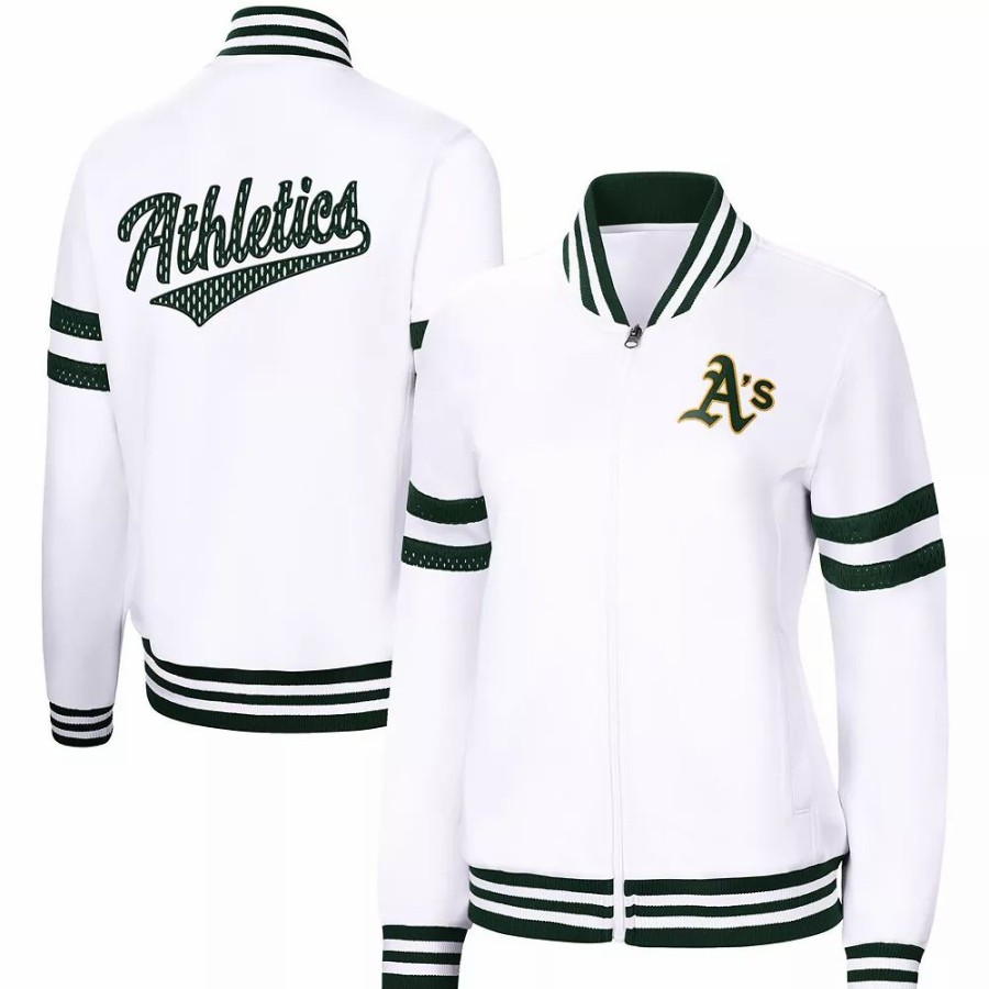 Clothing * | Women'S G-Iii 4Her By Carl Banks White Oakland Athletics Pre-Game Full-Zip Track Jacket