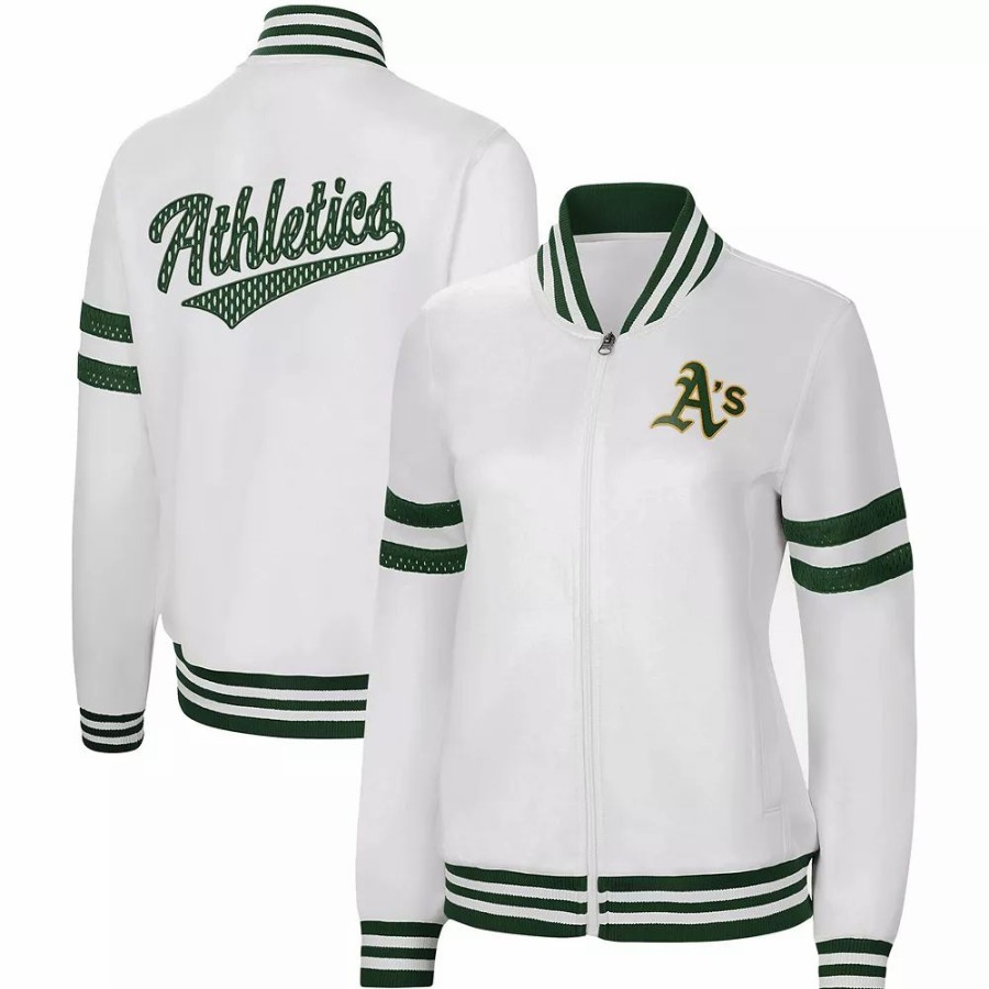 Clothing * | Women'S G-Iii 4Her By Carl Banks White Oakland Athletics Pre-Game Full-Zip Track Jacket