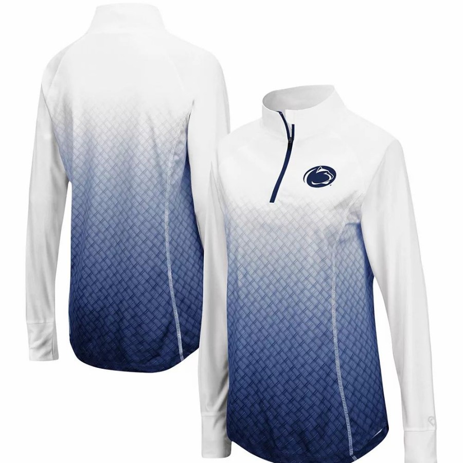 Clothing * | Women'S Colosseum Navy Penn State Nittany Lions Magic Ombre Quarter-Zip Raglan Jacket