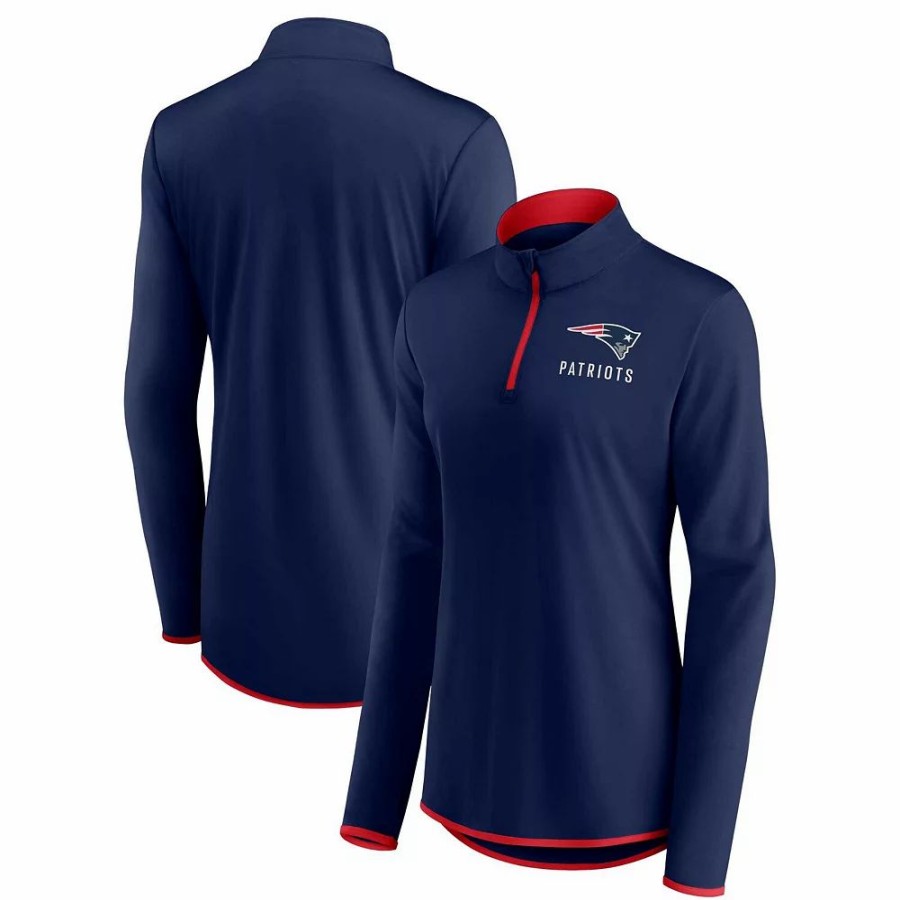 Clothing * | Women'S Fanatics Branded Navy New England Patriots Worth The Drive Quarter-Zip Top