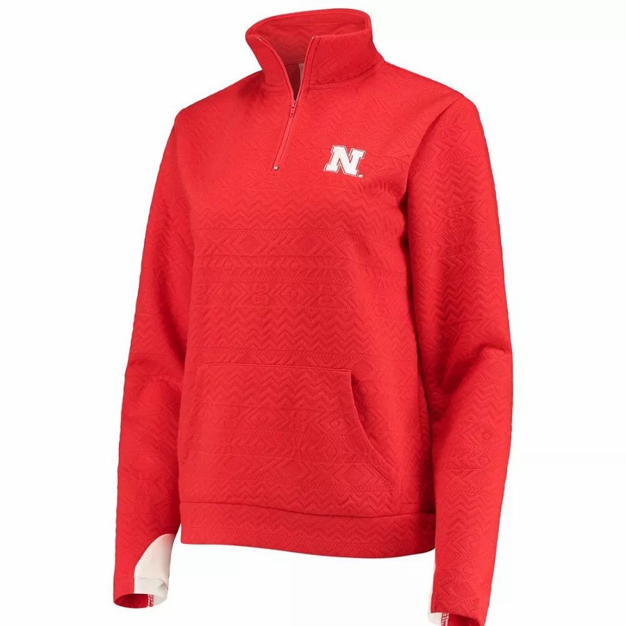 Clothing * | Women'S Gameday Couture Scarlet Nebraska Huskers Embossed Quarter-Zip Jacket