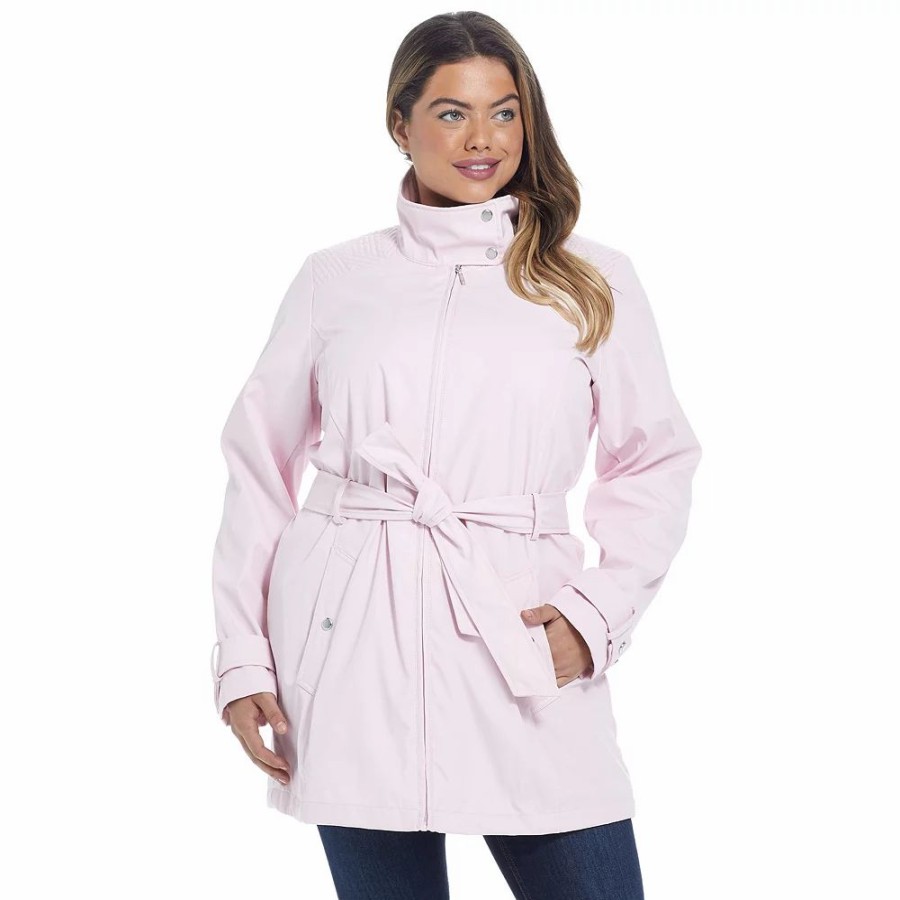 Clothing * | Plus Size Weathercast Modern Trench Coat