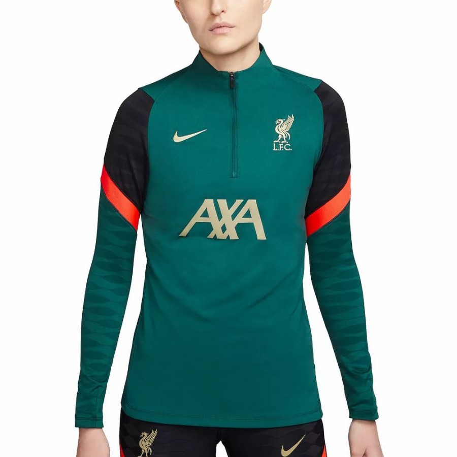 Clothing * | Women'S Nike Teal Liverpool Strike Drill Raglan Quarter-Zip Performance Top