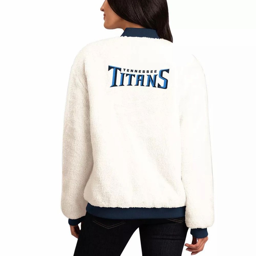 Clothing * | Women'S G-Iii 4Her By Carl Banks Oatmeal/Navy Tennessee Titans Switchback Reversible Full-Zip Jacket