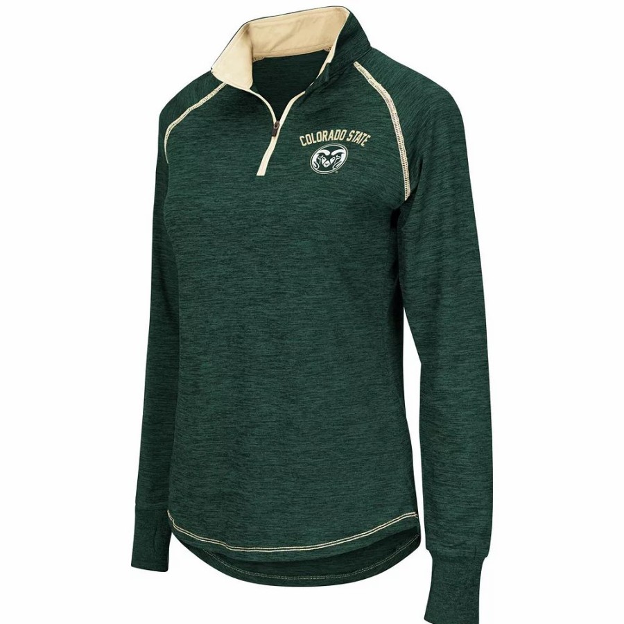 Clothing * | Women'S Colosseum Heathered Green Colorado State Rams Bikram Raglan Quarter-Zip Jacket