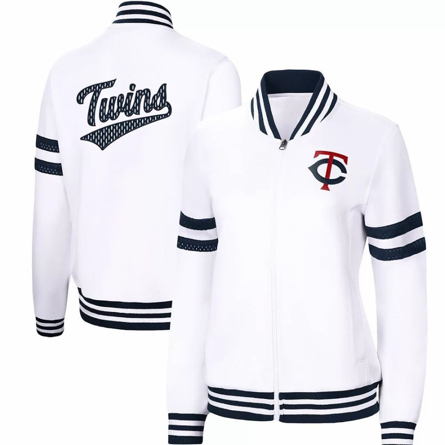 Clothing * | Women'S G-Iii 4Her By Carl Banks White Minnesota Twins Pre-Game Full-Zip Track Jacket