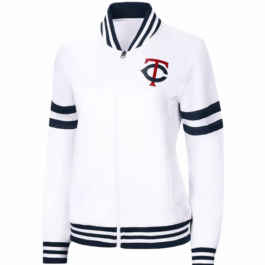 Clothing * | Women'S G-Iii 4Her By Carl Banks White Minnesota Twins Pre-Game Full-Zip Track Jacket